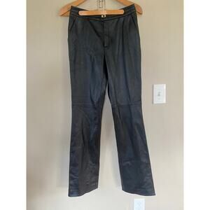 Dana Buchman Lamb Skin Leather Pants Size 6 Black Lined Belt